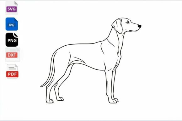 Vizsla Dog Line Art SVG Cut File